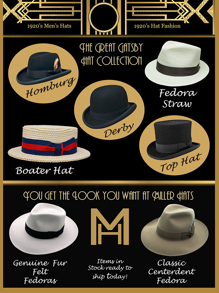 The Great Gatsby hats by Miller Hats