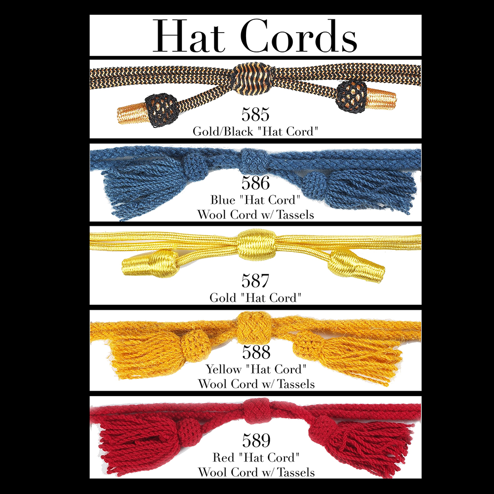 civil war hat cords in variety of colors