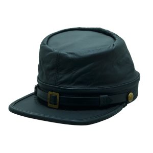 Black leather civil war kepi cap for reenactment events