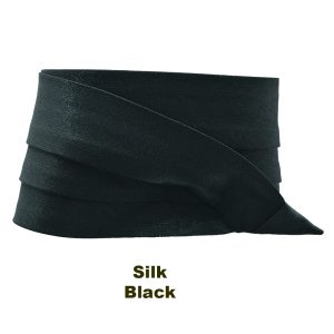3 pleat satin band in black